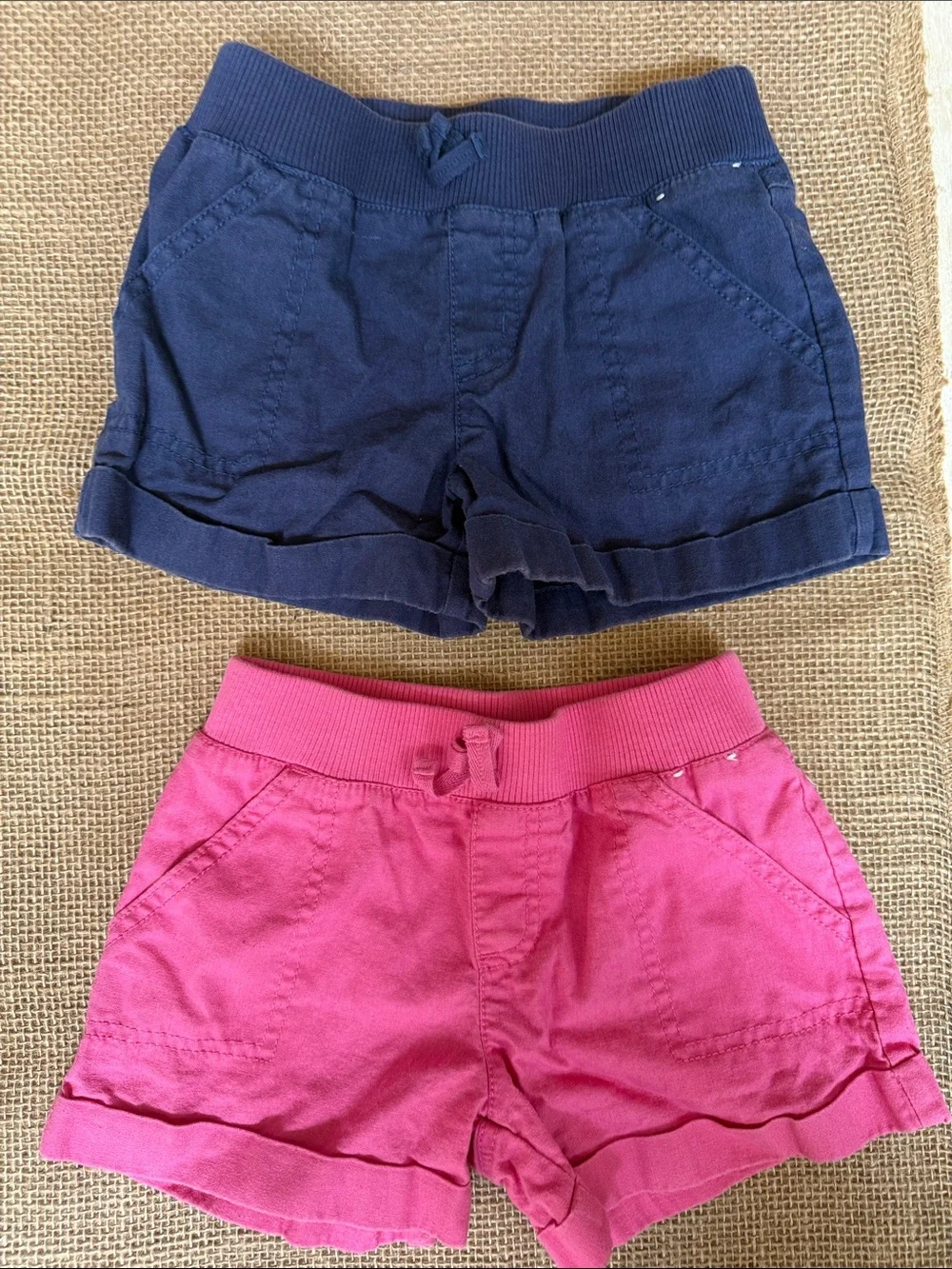 Gymboree Navy and Pink Girls' Pull-On Shorts Set